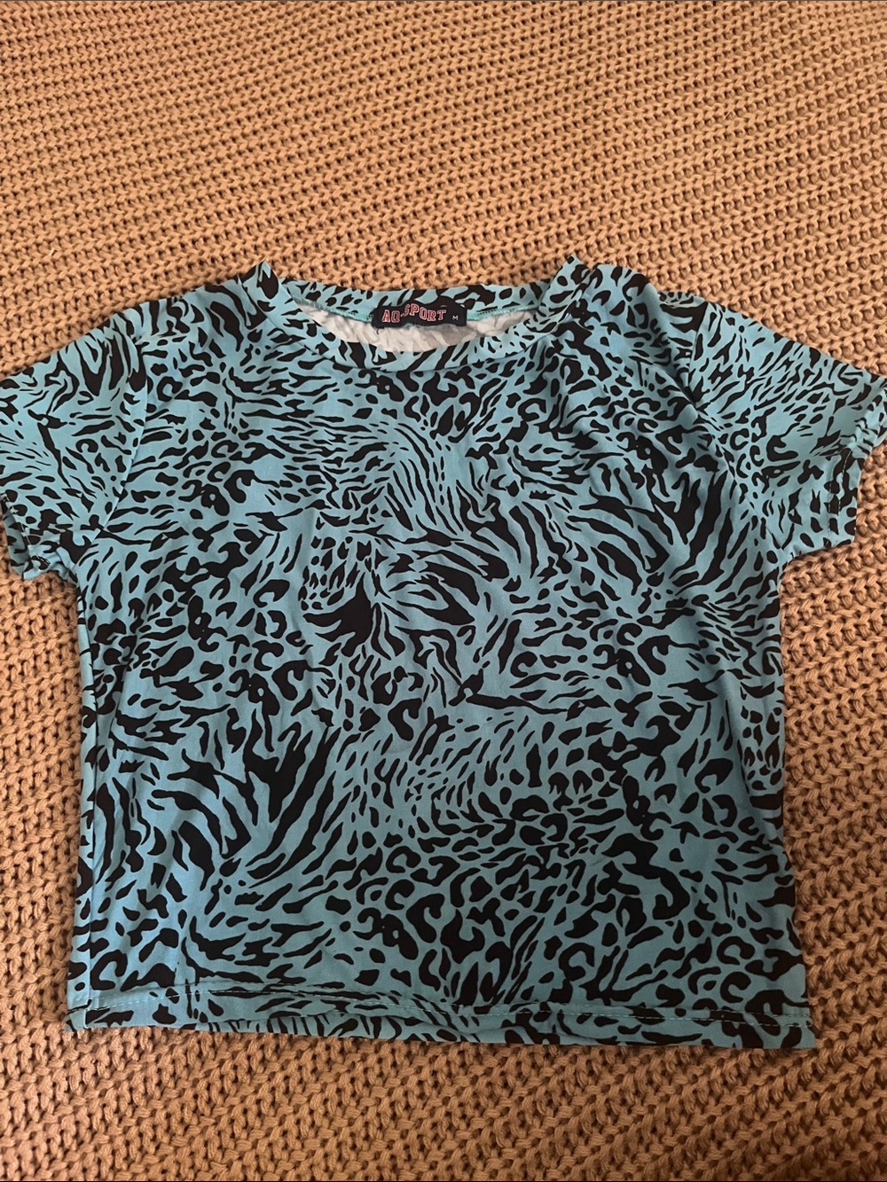 Girls' Blue Animal-Print Short Sleeve Tee